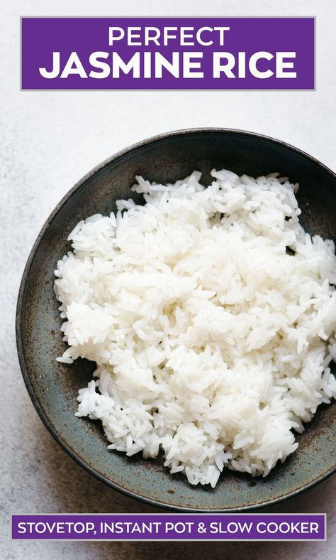 Jasmine Rice Stovetop, Cook Jasmine Rice, Perfect Jasmine Rice, Rice In Crockpot, Culinary Basics, Jasmine Rice Recipes, Rice On The Stove, White Rice Recipes, Cooking Jasmine Rice