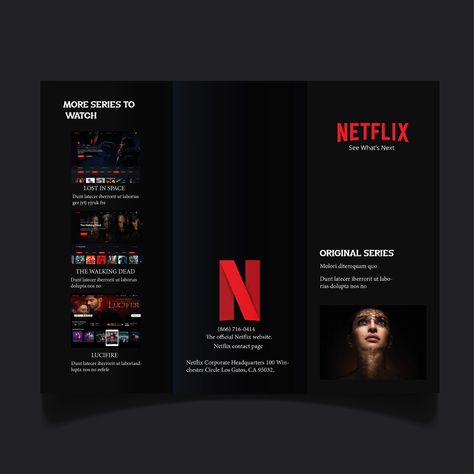 Netflix Ads, Movie Brochure, Netflix Website, Yearbook Themes, Trifold Brochure Design, Youtube Design, Branding Graphic Design, Lost In Space, Web Banner Design