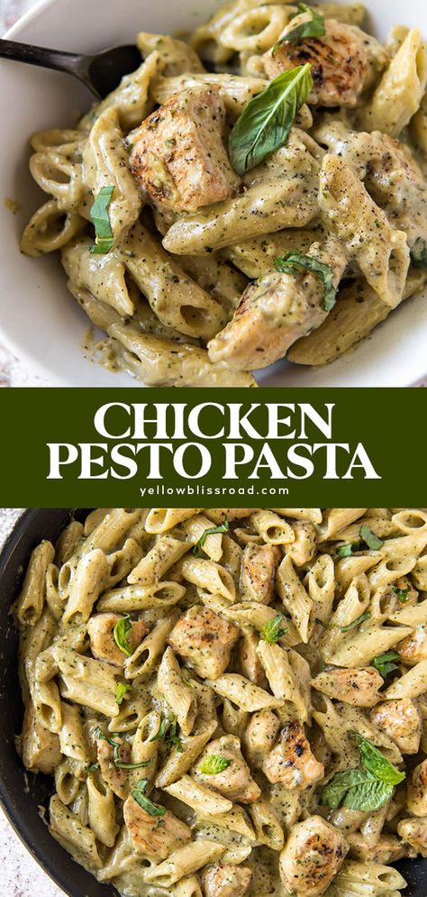 Pesto Pasta Recipes Chicken, Pasta And Chicken, Creamy Pesto Chicken Pasta, Chicken Pesto Pasta, Pesto Pasta Recipes, Chicken Pesto, Creamy Pesto, Pesto Chicken Pasta, Pasta Dinners