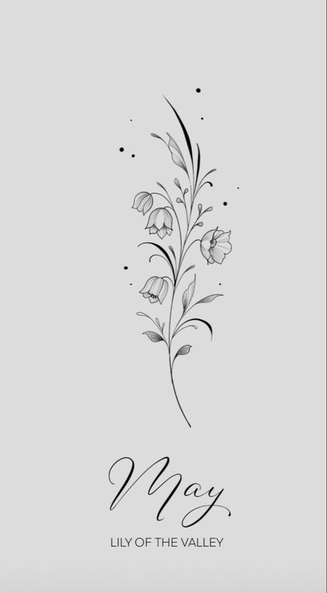 Birth Flowers On Spine, May Birth Flower Lily Of The Valley, Birth Flower Fine Line Tattoo, Taurus Flower Tattoo, Arm Wrap Tattoo, Lily Flower Tattoos, May Birth Flowers, Wrap Tattoo, Flower Tattoo Drawings