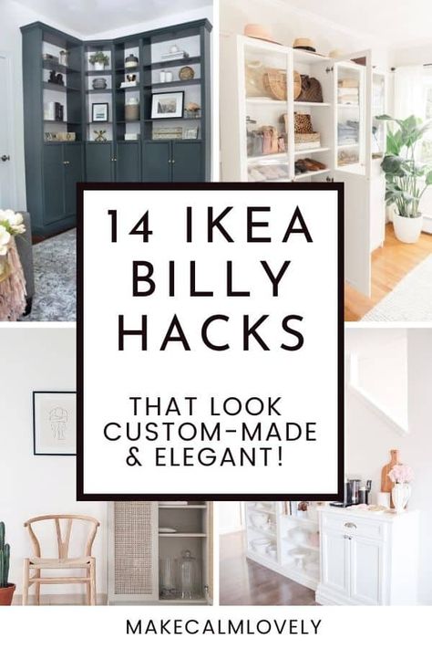 14 Great IKEA Billy Hacks that Look Custom-Made & Elegant Billy Dining Room, Malmbäck Ikea Ideas, Ikea Dining Room Hack, Billy Diy, Billy Regal Hack, Ikea Wall Units, Vitrine Ikea, Ikea Bookshelf Hack, Ikea Billy Hack