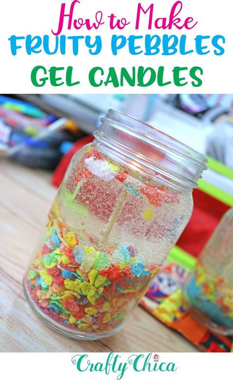 Fruity Pebbles Gel Candle DIY - Crafty Chica™ Easy Home Projects, Melts Recipes, Gel Candle Diy, Water Candles, Ideas Candles, Candle Hack, Gel Candle, Homemade Candle, Diy Candles Homemade