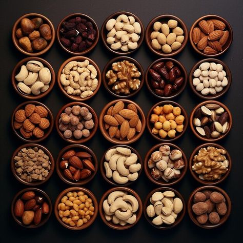 Photo nutty array topview collection of ... | Premium Photo #Freepik #photo Nuts Photography Ideas, Food Marketing Design, Grocery Design, Nut Photography, Popcorn Ideas, Dried Fruit Mix, African Cooking, Fb Cover Photos, Healthy Food Inspiration