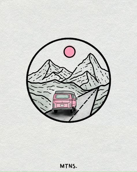 The summer is for travel…and van drawings are always fun. Which colour is the best? #vanlife #inkpenart #mountaindrawing #handdrawnillustration #travelart Van Drawing, Tattoo Designer, Ink Pen Art, Mountain Drawing, Travel Drawing, Ipad Art, August 9, Life Tattoos, Camper Van