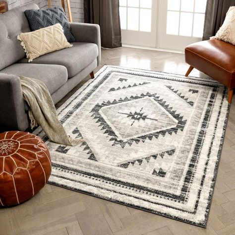 Malfi Pisa Aztec Tribal Southwestern Grey Area Rug MA-37 | Well Woven Modern Southwestern Decor, Inexpensive Rugs, Modern Southwestern, Southwest Rugs, Style Marocain, Affordable Area Rugs, Southwestern Rug, 5x7 Area Rug, Well Woven