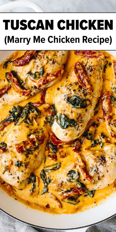 Tuscan Chicken Recipe Tuscan Chicken In Oven, Tuscan Style Chicken, Tuscan Butter Chicken, Tuscan Stuffed Chicken Breast, Tuscan Chicken Marinade, Tuscan Marry Me Chicken, Baked Tuscan Chicken Casserole, Chicken Tuscan Recipes, Chicken Toscana Recipe