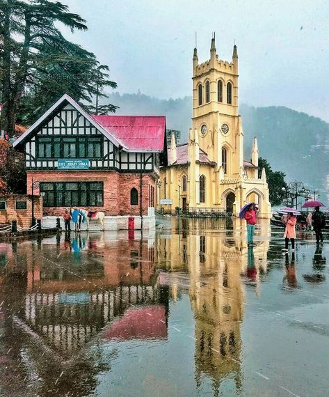 Raining in Shimla Sikhism Aesthetic, Shimla Aesthetic, Shimla Trip, Say No To Plastic, Rain Painting, Indian Architecture, Shimla, Beautiful Sites, Hill Station