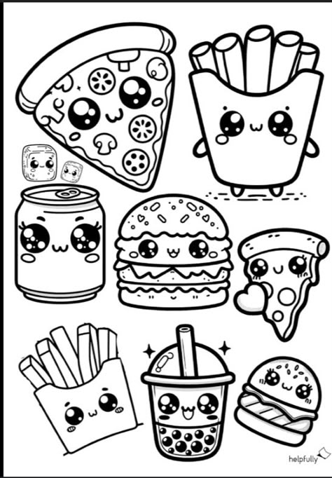 Cute Colouring In Pages, Food Colouring Pages, Kawaii Colouring Pages, Food Coloring Pages Free Printable, Dessert Coloring Pages, Cute Food Doodles, Coloring Pages Kawaii, Fun Coloring Pages For Kids, Cute Coloring Pages For Kids