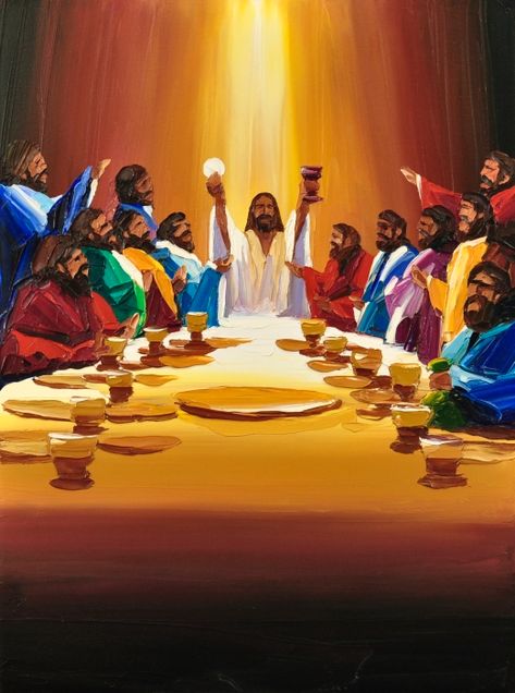 The Institution Of The Eucharist, Eucharist Art, Institution Of The Eucharist, The Last Supper Painting, Gospel Art, Mysteries Of The Rosary, Bible Artwork, Worship Art, The Eucharist