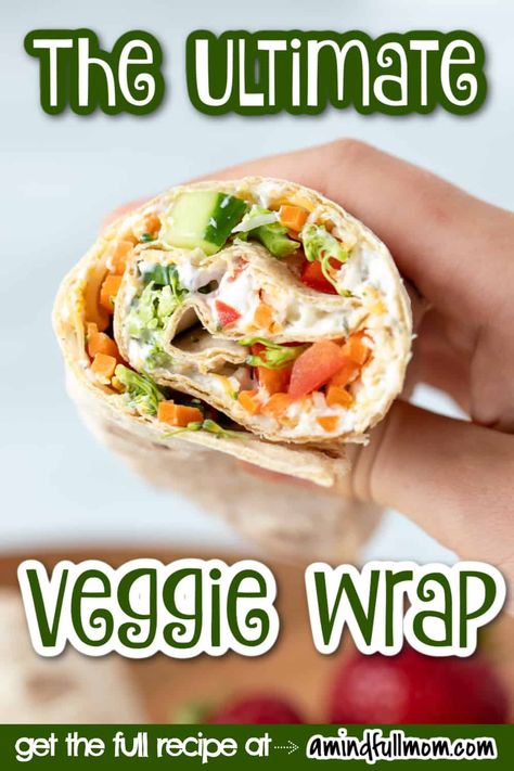 Made with a creamy ranch spread, crisp vegetables, and sharp shredded cheese, this Veggie Wrap makes a simple, yet delicious lunch. Wraps Recipes Vegetarian, Vegetarian Wrap, Seafood Sandwich, Veg Wraps, Vegetarian Wraps, Veggie Wrap, Lunch On The Go, Vegan Wraps, Veggie Wraps