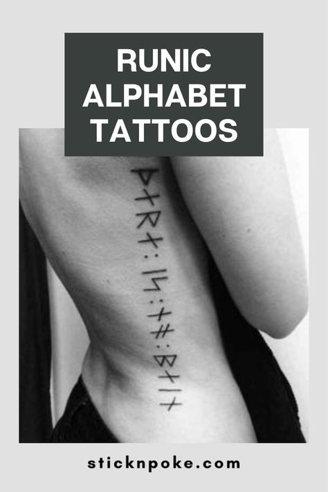 The runic alphabet is made up of angular letters. These runic shapes can be gun tattooed, and are also ideal for stick and poke tattoos. In fact, for some people, having Nordic symbols tattooed in a style as old as the runes themselves is an important part of the ritual. | inspirational tattoos | tattoo ideas | love tattoos | tattoo symbol | symbol tattoo | tattoo ideas | best tattoos. 143 Tattoo Ideas, Runic Tattoo, Viking Sleeve, Norwegian Tattoo, Magic Tattoos, Stick And Poke Tattoos, Stick Poke, Nordic Symbols, Homemade Tattoos