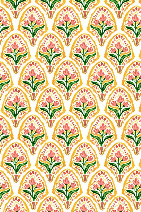 Orange And Green, Art Nouveau, Orange, Flowers, Green, Pattern, Pink, White, Design