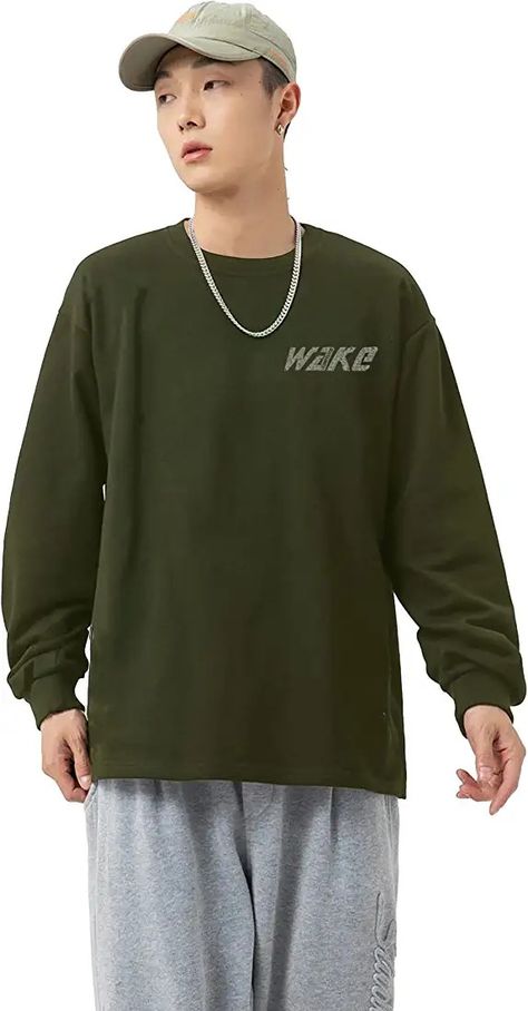 Jump Cuts Mens Printed Round Neck Full Sleeve Black, Green Cotton Blend Boxy Fit T-Shirt Full Sleeve Tshirt, Tomboy Outfits, Crop Tshirt, Green Cotton, Full Sleeve, Black Green, Round Neck, Cotton Blend, Green