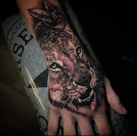 #lioness #tattoo #handtattoo #lionesstattoo #liontattoo #lion Lioness Hand Tattoo, Lioness Tattoo, Hand Tattoo, Lion Tattoo, Skin Art, Hand Tattoos, Tatting, Lion, Tattoos