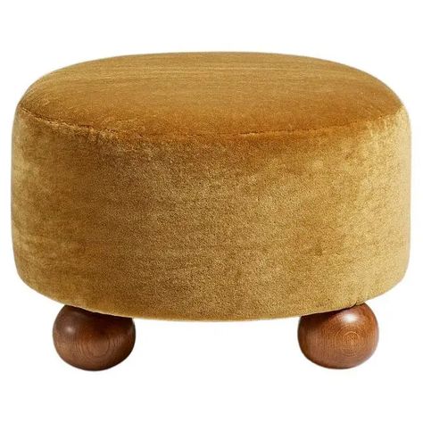 Custom Round Mohair Velvet Ottoman with Oak Feet For Sale at 1stDibs | mohair ottoman Yellow Ottoman, Mid Century Ottoman, Summer Color Trends, Round Furniture, Antique Ottoman, Modern Ottoman, Ottoman Design, Velvet Ottoman, Pendant Light Design