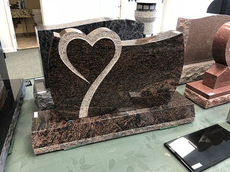 Rustic Brown Stippled Heart Memorial | Modlich Monument Company Gravesite Ideas, Monument Ideas, Granite Monuments, Granite Memorial, Scale Drawing, 90's Birthday Party, Flower Silhouette, Granite Colors, Rustic Brown