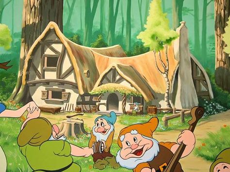 I got: The Seven Dwarves' Cottage! Can These Five Questions Determine What Famous Disney Home You Should Live In? Snow White House Disney, Snow White House, Seven Dwarfs Cottage, Disney Forest, Snow White Cottage, Disney Princess Challenge, Disney Mural, Snow White Dwarfs, Kinkade Disney