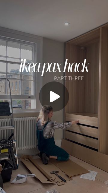 ALEX | DIY, Upcycling & Lifestyle on Instagram: "IKEA PAX HACK PART THREE ✌🏼   After the carcasses were built it was time to start adding the inserts for the wardrobes & securing them to the wall. We secured them to the wall using rawl plugs & screws & there’s much more in depth info about this on my pax wardrobe highlights. We then added a frame around the edges for the MDF to be secured to.   After this it was time to start framing out the units to give the fully built in look - don’t forget to save & come back for part 4.   #ikeapax #paxwardrobes #paxhack #builtinwardrobes #ikeawardrobes #pax #dressingroom #walkingwardrobe #wardrobedesign" Dressing Room Built In Wardrobe, Fitted Ikea Pax Wardrobes, Pax Wardrobe Entryway, Ikea Pax Wardrobe Room, Built In Wardrobe Ideas Ikea, Bed Next To Wardrobe, Ikea Built In Pax, Mdf Built In Wardrobe, How To Build In Ikea Pax Wardrobe