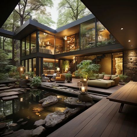 🏛️ Exploring Boundless Designs: Indoor Landscaped Courtyards in Modern Houses 🌿🏠 As an architect with an insatiable passion for design, I … | Instagram Japanese Style House, Lots Of Windows, Interior Minimalista, Outside Design, Dream Life House, Large House, House Outside, Inspire Me Home Decor, Modern Mansion