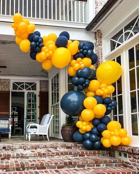 Outdoor balloon garlands 😍 Choose a color scheme that best matches your event theme, or let our creative team help you find the perfect palette. We’re here to help you set the perfect atmosphere for your next event! 🎈✨ Royal Blue Balloon Garland, Blue Balloon Garland, Balloon Inspiration, Balloon House, Yellow Balloons, Blue Balloon, Blue Balloons, Event Themes, Perfect Palette