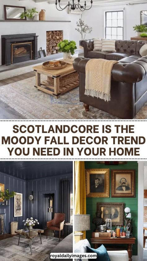 Scotlandcore Fall Decor Ideas Scottish Farmhouse Interior, Scottish Decorating Ideas, Scottish Interiors Country Style, Scottish Decor Interior Design, Coorie Scottish Interior, Scottish Interior Design, Scottish Living Room, Scottish Cottage Interior, Moody Fall Decor