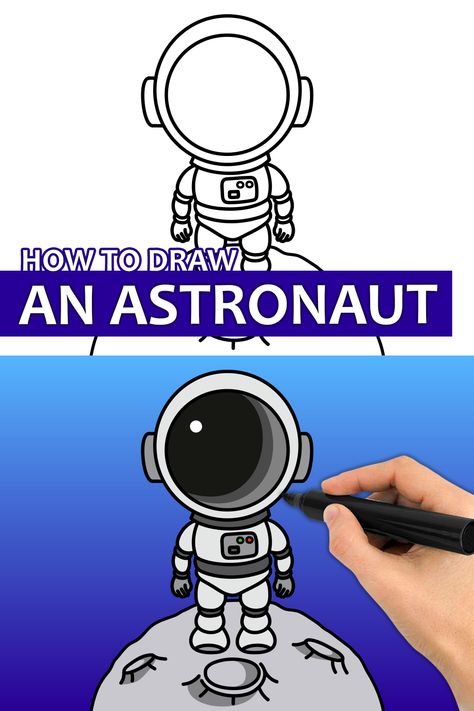 Learn how to draw an Astronaut standing on the moon with this step by step drawing tutorial video. Enjoy! ♥ #astronaut #astronautdrawing #outerspace #space #howtodraw #spacedrawing #easydrawing #learntodraw #easydrawingforkids How To Draw Space, Draw Space, Astronaut Standing, Astronaut Drawing, Drawing Competition, Space Drawings, Easy Drawing Tutorial, Easy Drawings For Kids, Space Stuff