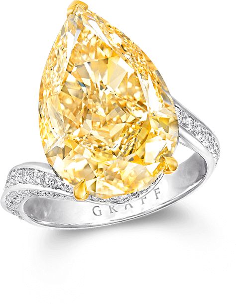 Graff Yellow Diamond Ring, Graff Engagement Ring, Ring Png, Pear Shape Diamond Ring, Pear Shape Ring, Pear Diamond Ring, Pear Cut Diamond Ring, Graff Diamonds, Pear Shaped Diamond Ring