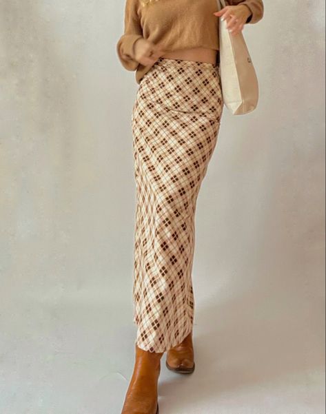 Brown Checkered, Caramel Brown, Brown Diamond, Style Board, Tartan, Maxi Skirt, Caramel, Pencil Skirt, Lookbook