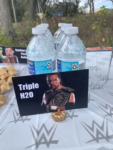 30th Birthday Wrestling, Wwe Snack Ideas, Royal Rumble Party, Wwf Birthday Party Ideas, Wrestling Themed Food, Royal Rumble Party Food, Wwe Party Games, Wwe Birthday Decorations, Wwe First Birthday