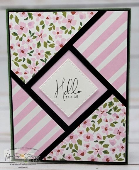 Fracture / Shutter Card - MooreFunStamping.com - Linda Moore, Stampin' Up! Demonstrator Stamping Techniques Card Tutorials, Strip Cards, Patchwork Cards, Shutter Card, Fancy Fold Card Tutorials, Hand Crafted Cards, Hand Made Greeting Cards, Frame Card, Fancy Fold Cards