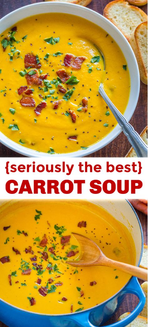 Carrot Chowder Soup, Soup Recipes No Cream, Blended Carrot Soup, Roasted Carrot Soup Coconut Milk, Creamy Roasted Carrot Soup, Carrot Soup Healthy, Carrot Jalapeno Soup, Easy Carrot Soup Recipes, Healthy Tasty Soup Recipes