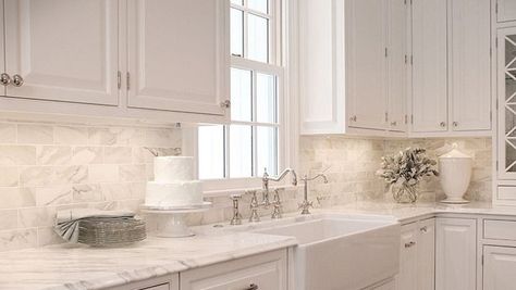 Gray subway tile backsplash