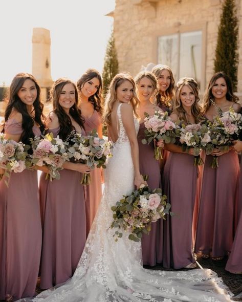 Mauve and Greenery Wedding Colors for 2024, Mauve Bridesmaid Dresses, Mauve and Greenery Wedding Bouquets - ColorsBridesmaid Wedding Color Schemes September, September Bridesmaid Dresses, Mauve And Grey Wedding, Mauve Wedding Decorations, Olsen Wedding, September Bouquet, Bridesmaid Dresses Canada, Mauve Bridesmaid Dresses, Bridesmaid Dresses Australia