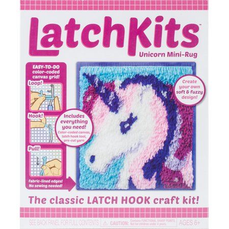 Latch Kit Mini Rug-Unicorn Gang Beasts, Unicorn Craft, Latch Hook Rugs, Mini Rug, Learn Crafts, Latch Hook, Unicorn Design, Sewing Kit, Kits For Kids