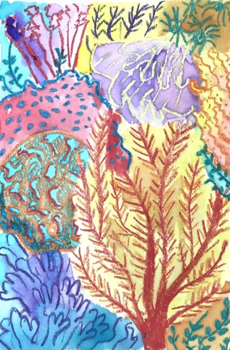 Coral Reef Projects For Kids, Ocean Themed Art, Coral Reef Project Ideas, Ocean Art Kids, Ocean Collage Art, Coral Reef Art For Kids, Coral Reef Art Project, Under The Sea Art Projects, Great Barrier Reef Crafts For Kids