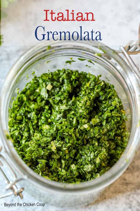 Gremolata Gremalotta Recipe, Gremolata Sauce, Gremolata Recipe, Italian Lunch, Lemon Uses, Garlic Uses, Peri Peri, Condiment Recipes, Dipping Sauces