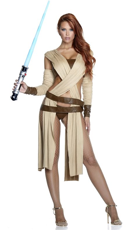 Sexy Rey of Light Adult Womens Costume - 388118 | trendyhalloween.com Female Star Wars Characters, Star Wars Characters Costumes, Female Jedi, Disfraz Star Wars, Characters Costumes, Jedi Outfit, Star Wars Halloween Costumes, Rey Cosplay, Jedi Costume