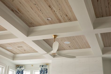 Tongue And Groove Coffered Ceiling, Deep Coffered Ceiling, Coastal Coffered Ceiling, Coffered Ceiling With Wood Planks, Oak Tongue And Groove Ceiling, Timber Coffered Ceiling, Wood Inset Ceiling, Cypress Wood Ceiling, Picky Cypress Ceiling