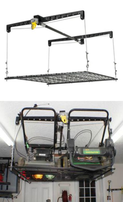 Ceiling Storage Garage, Ceiling Storage Lift, Garage Ceiling Storage Lift, Garage Attic Storage Lift, Easy Garage Storage, Saferacks Overhead Garage Storage, Garage Ceiling Storage, Garage Storage Shelves, Garage Workshop Organization