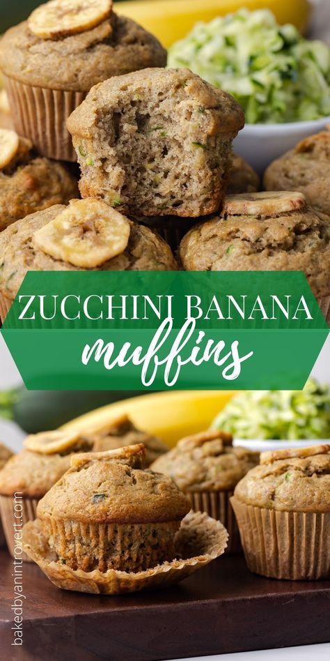 Banana muffins and zucchini muffins are amazing on their own. But when you combine them into a moist, flavorful Zucchini Banana Muffin, You'll quickly agree that this is the best muffin recipe to ever grace your lips. | Zucchini Banana Muffin recipe from bakedbyanintrovert.com Savory Zucchini Muffins, Zucchini Banana Muffins, Best Banana Muffin Recipe, Best Muffin Recipe, Zucchini Bread Muffins, Banana Bread Muffin Recipe, Zucchini Breakfast, Banana Zucchini Muffins, Cookies 2023