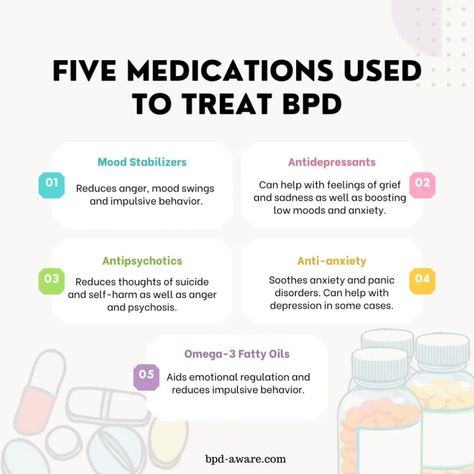 What Medications Are Used to Treat Borderline Personality Disorder (BPD)? - Borderline Personality Disorder Treating Borderline Personality, Boarderline Personally Symptoms, Bpd Disorder, Bpd Symptoms, Disorder Quotes, Counseling Techniques, Abnormal Psychology, Impulsive Behavior, Behavior Interventions