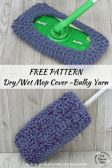 Crocheted swifter mop covers - free pattern Crochet Mop Cover, Swiffer Pads, Rug Patterns, Knitting Notions, Super Bulky Yarn, Crochet Kitchen, Future Apartment, Yarn Projects, Bulky Yarn