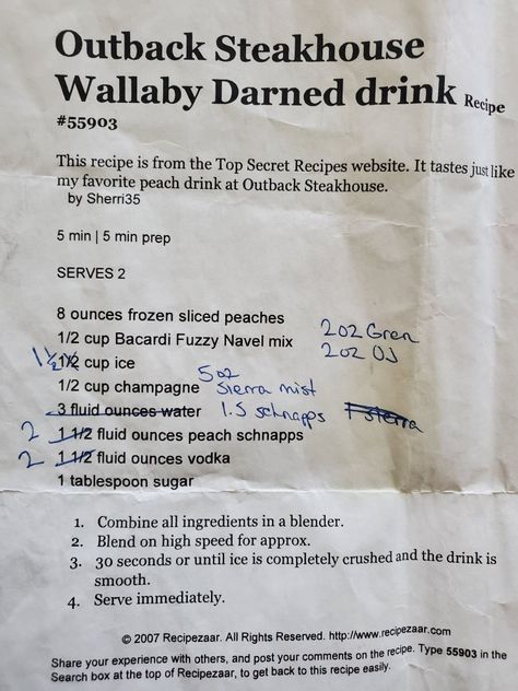 Wallaby Darned Recipe Outback, Outback Wallaby Darned Recipe, Wallaby Darned Recipe, Raspberry Drink, Peach Drinks, Hey Bartender, Cocktail Drinks Alcoholic, Cocktail And Mocktail, Mixed Drinks Alcohol