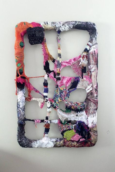 Abstract Sculpture by Marina Nelson, Paint on Soft (yarn, Cotton, Fabric), 31 x 49 in - Large, Modern Original Artwork For Sale on Saatchi Art. 3d Textile Sculpture, Fabric Sculpture Textile Artists, Yarn Art On Canvas, Embroidery Sculpture, Nelson Canada, Yarn Sculpture, Deconstructed Art, Paint Sculpture, Art From Recycled Materials