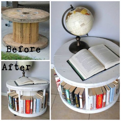 Koti Diy, Cable Spool, Old Furniture, Book Shelf, Repurposed Furniture, Upcycled Furniture, Handmade Home Decor, Architectural Digest, Furniture Projects