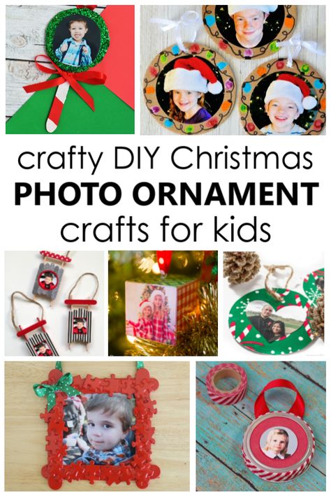 Christmas Photo Ornament Crafts - Fantastic Fun & Learning Christmas Crafts With Pictures, Christmas Ornaments With Pictures Kids, Christmas Kids Ornament Crafts, Toddler Christmas Ornament Craft With Picture, Ornament Craft With Picture, Toddler Picture Ornament Craft, Christmas Picture Ornaments, Homemade Christmas Ornaments With Photos, Toddler Ornament Craft With Picture