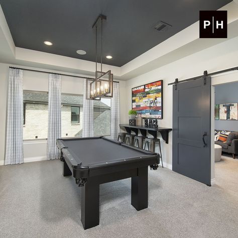 Basement Pool Table Room Ideas, Basement Pool Table Room, Coastal Basement, Game Room Idea, Basement Pool Table, Media Room Bar, Pool Room Ideas, Game Room With Pool Table, Basement Family Rooms