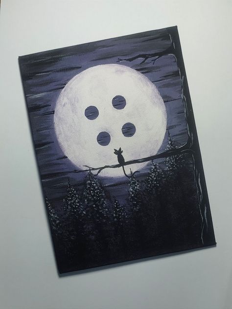 Painting Ideas On Large Canvas Aesthetic, Scary Things To Paint On Canvas, Tim Burton Painting Easy, Two People Painting Ideas, Coraline Cat Painting, Painting Ideas On Canvas Gothic, Coraline Painting Ideas Easy, Coraline Acrylic Painting, Coraline Canvas Painting Easy