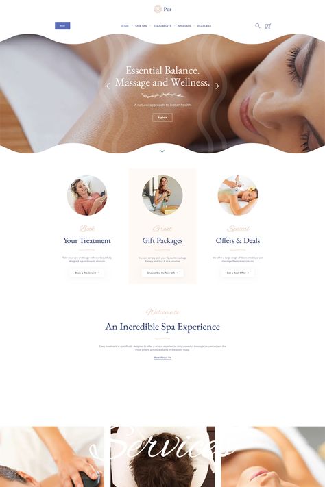 Pur is a WordPress theme designed specifically for wellness and spa businesses. It provides a range of features and design elements to create a serene and luxurious website for promoting your spa services and attracting clients. Spa Graphic Design, Spa Website Design, Website Branding Design, Stationery Design Inspiration, Graphic Designer Studio, Feminine Web Design, Website Design Inspiration Layout, Spa Logo, Mens Business Casual Outfits