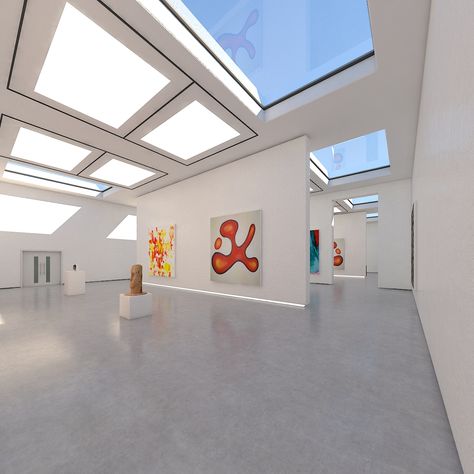 Minimalist Art Gallery Interior Design, Architecture Art Gallery, Art Gallery Sculpture, Small Museum Architecture, Art Gallery Studio, Art In Gallery, Small Art Gallery Design, Art Residency Spaces, Art Gallery Design Interior